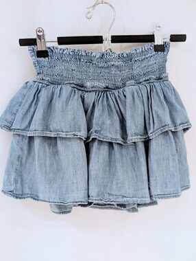 GAP Light Blue Denim Ruffle Tiered Skorts